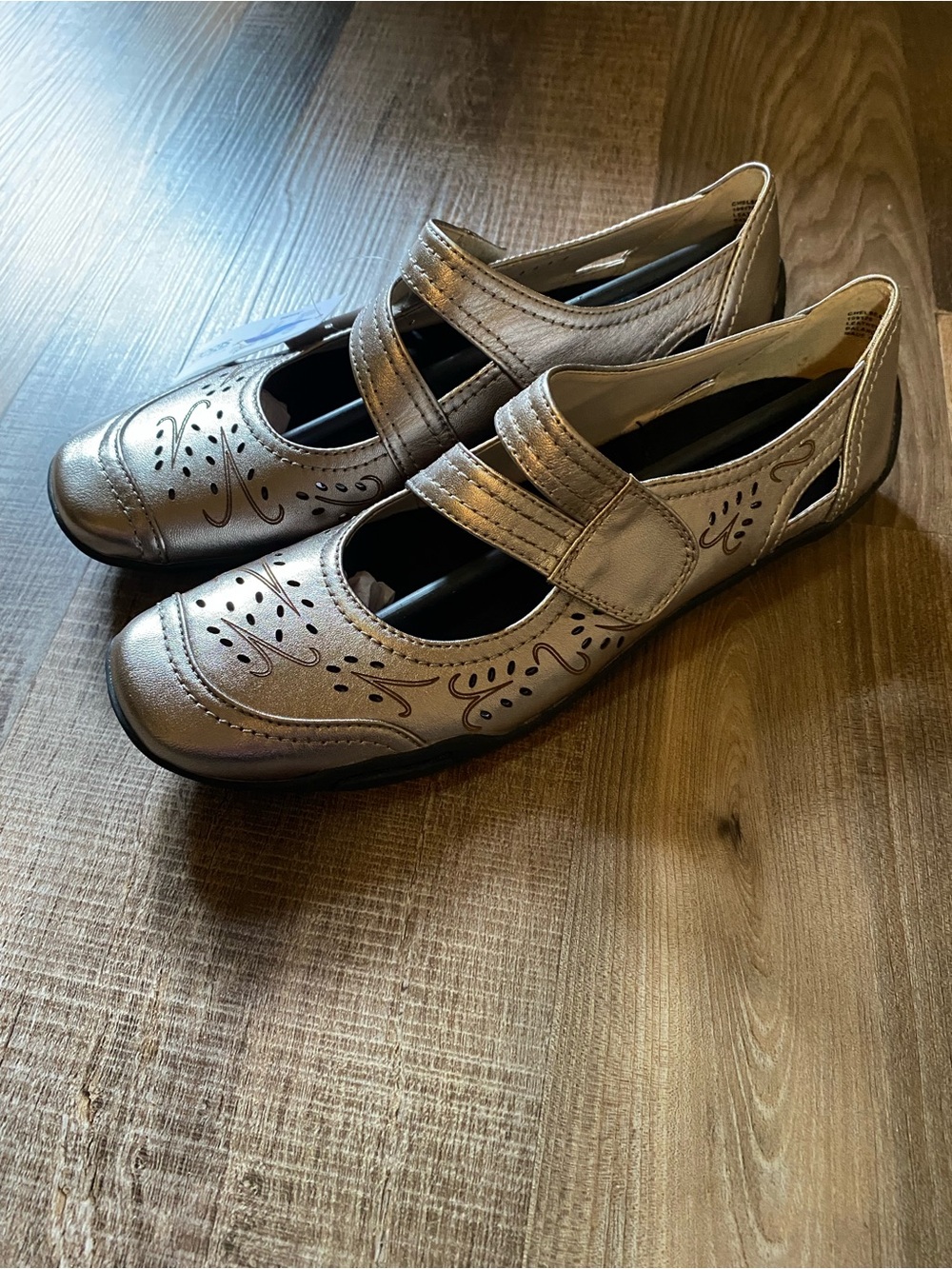 Ros Hommerson Metallic Taupe Mary Jane Flats